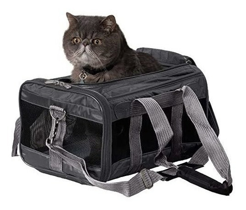 Bolso Transportador De Mascota Pequeña 37x25x21.5cm  Gris S