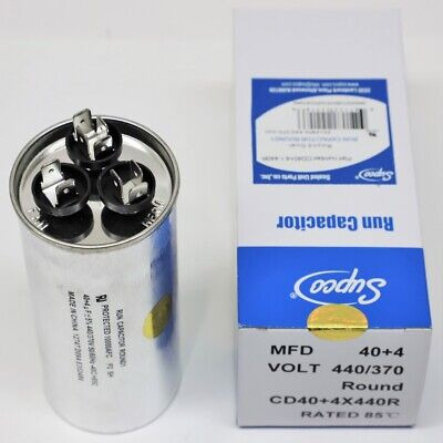 Supco Cd40+4x440r Hvac Motor Round Dual Run Capacitor 40 Vve