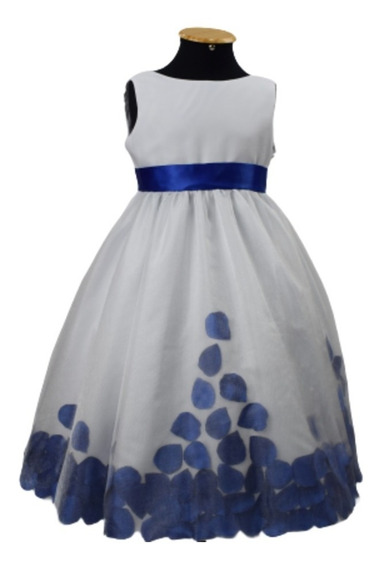 vestido de dama de honra branco com azul