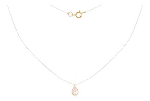 Imagem 2 de 7 de Gargantilha Fio Solitario Zirconia Gota Em Ouro 18k/750