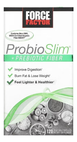 Force Factor Probioslim, Más Fibra Prebiótica, 120 Cáps Sabor Sin Sabor