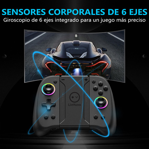 Control Joystick Con Luz Rgb Para Switch Modelos Color Negro