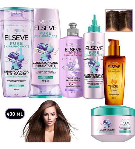 Kit Elseve Pure Hialurônico Shampoo Micelar Antioleosidade
