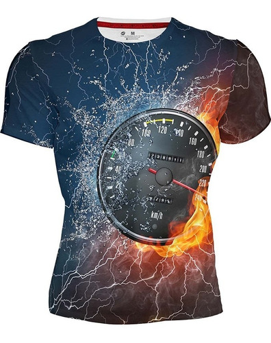 Playera Sublimada Full Print Caballero Odometro Llamas 130