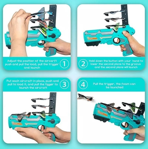 Pistola Lanzador De Aviones Juego Eyección Expulsión A Click