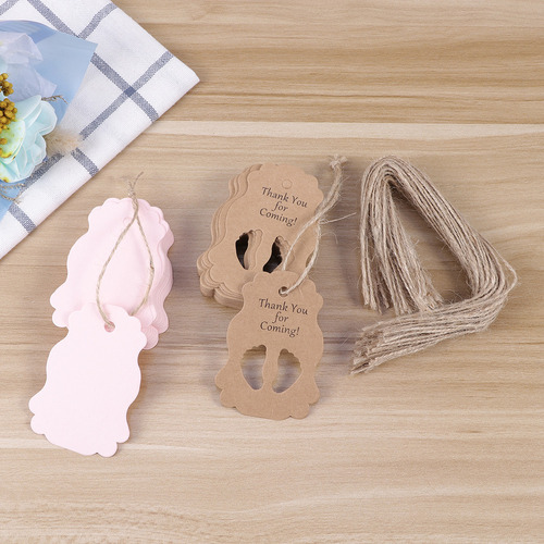 50 Etiquetas Rosas De Agradecimiento De Papel Kraft Para Reg