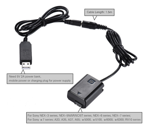 Xian Adaptador De Corriente For A7 For A55 Dc Nex-3/5/6/7