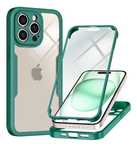 Funda Y Protector Casetego Compatible C/ iPhone 15 Pro Verde