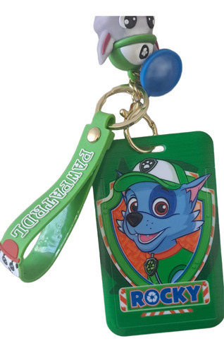 Llavero Rocky Paw Patrol Con Porta Tarjeta Sube