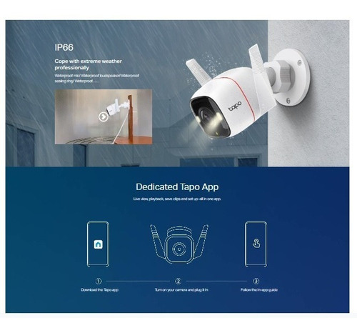 Camara De Seguridad Ip De Exterior Tp Link Tapo C320ws Wifi Con Alarma Resolucion 2k Control De Voz 128gb Almacenamiento