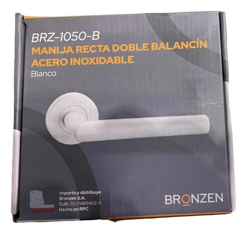 Manija Blanca Recta Acero Inoxidable Doble Balancin Puerta