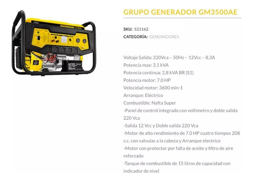 Grupo Electrógeno Generador Bta Gm3500ae 7hp - A/e