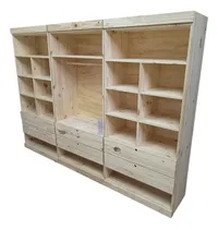 Comprar Vestidor Ropero Abierto De Pino Macizo 2.40 Mt En 3 Cuerpos