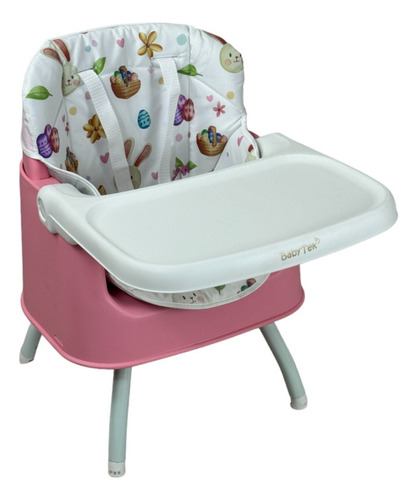 Silla Alta Con Periquera Para Bebe Con Bandeja Y Convertible Color Rosa Animales