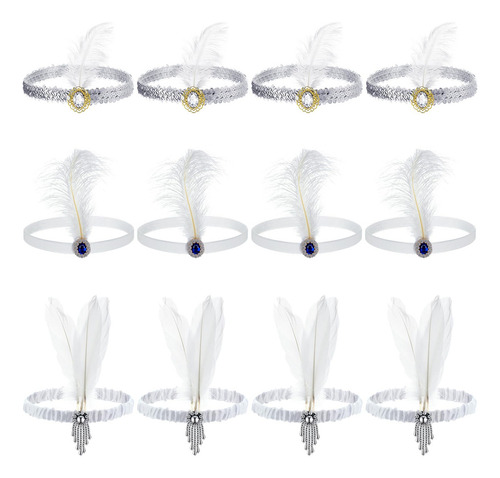 12 Pzas Diadema Estilo Flapper De Los Años 20 Tocado Estilo