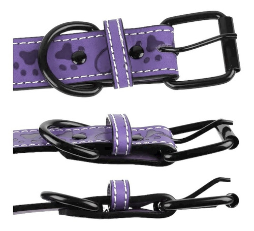 Collar Para Perros Raza Ch Med Y Gde Tipo Piel Ajustable Color Morado Tamaño del collar Extra Chico ECh/XS