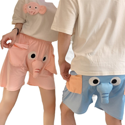 2pcs Pijama Pareja Manga Corta Pijama Elefante Quirky