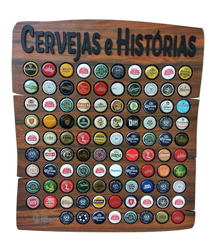 Quadro Porta Tampinhas Cervejas Histórias Grátis Abridor 80