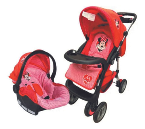 Coche Travel System 6 Ruedas 8  Disney Rosa/rojo Minnie Cuot