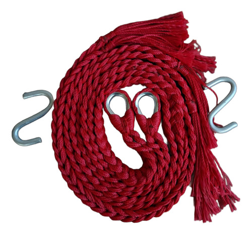 Soga Cuerda Para Hamaca Incluye Par De S Metalica Negra Color Rojo Color