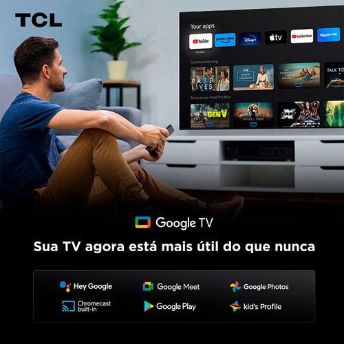 Smart Tv 50 Tcl, 4k Uhd, Qled, Google Tv - 50p7k