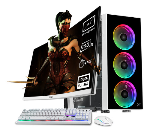 Xtreme Pc Gaming Amd Radeon Vega Renoir Ryzen 7 5700g 16gb Ssd 1tb Monitor Curvo 23.8 100hz Wifi Dragonfly White