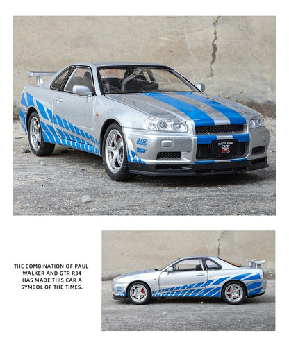 Rápido Y Furioso 2 Brian Nissan Gtr R34 Con Luz Sonido 1/24