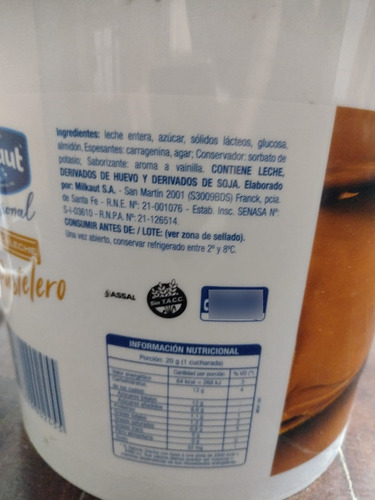Dulce De Leche Milkaut Pastelero Profesional X 10kg S/ Tacc