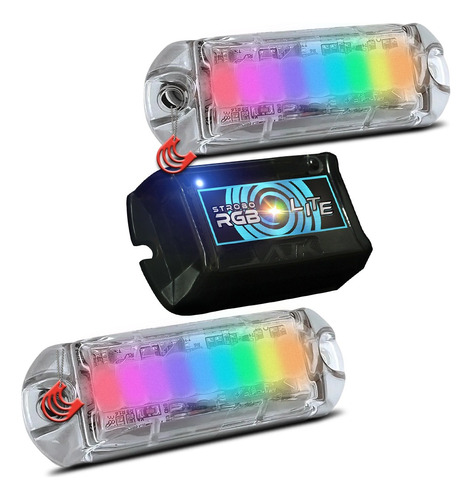 Strobo Ajk Automotivo Light 2 Faróis Rgb Central Lite Led 3w