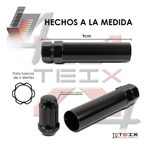 Imagen 3 de 6 de Llave Dado Tuerca Larga Rin Negra Birlos Seguridad Teix