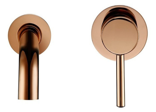 Llave Mezcladora Grifo Lavamanos Monomando De Pared Oro Rosa Acabado Satin