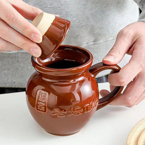 Taza De Cerámica Con Forma De Tarro De Pepinillos Con Tapa,