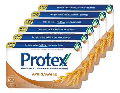 Protex Pack 06 Jabón Antibacterial Avena 125gr C/u