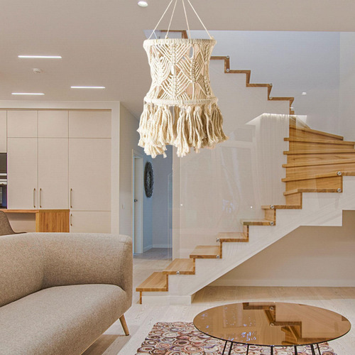 Macrame Lamp Shade Bohemian Hanging Light Cover Estilo B
