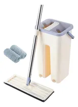 Comprar Trapeador Balde Escurridor 2 Mopas Paños Plana Limpieza 360° Mopas Fregona Color Beige Alta Calidad Everest