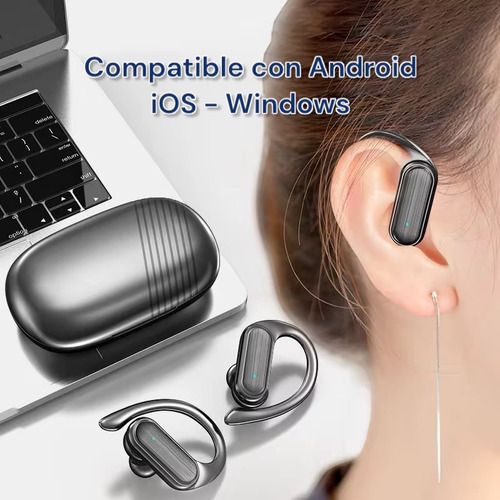 Auriculares Inalámbricos Bluetooth Deportivos Con Gancho Negro