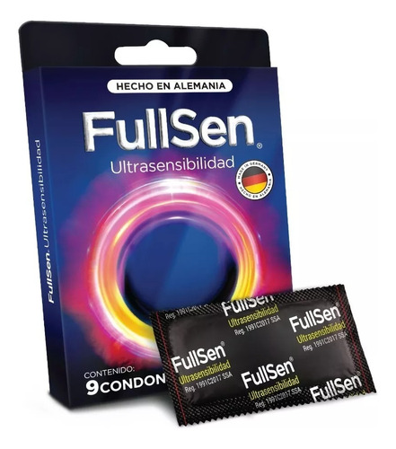 9 Condones De Látex Lubricados Fullsen Ultrasensibilidad 
