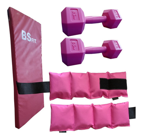 Imagen 1 de 4 de Kit Set Combo Colchoneta +2 Mancuernas 2kg +2 Tobilleras 2kg