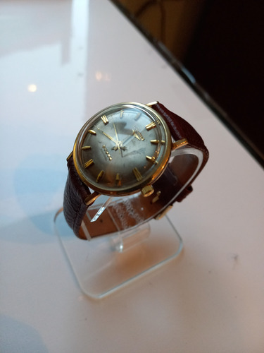 Reloj Longines Automático Admiral 5 Estrellas Chapa De Oro Café Dorado Gris Oscuro (Usado)
