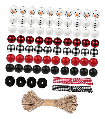 Muñeco De Nieve De Navidad, Cuentas De Madera, Adornos