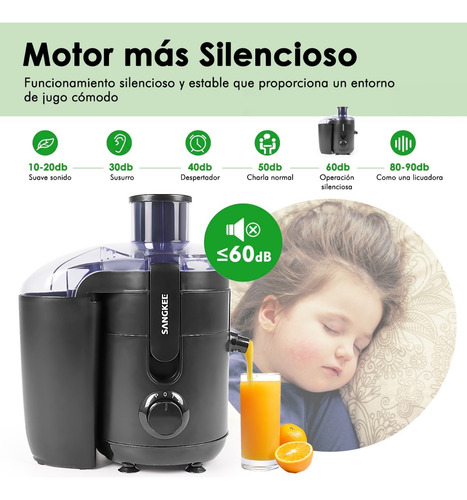 SANGKEE Extractor De Jugos, 2 Modos De Velocidad Extractores De Exprimidores Eléctricos 350w, Exprimidores Multiusos Para Verduras Y Frutas, Zanahorias, Cítricos Y Apio, Sin Bpa, Fáciles De Limpiar