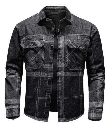 Camisa Vaquera Tipo L A Cuadros Para Hombre, Camisa Militar