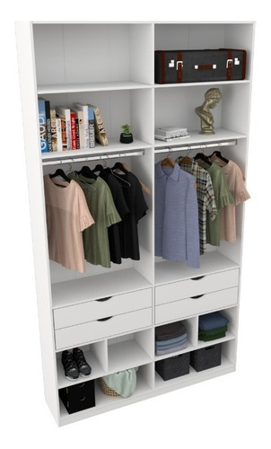 Armário Arara Gaveta Sabrina M2 100% Mdf Closet Roupeiro Cor Branco