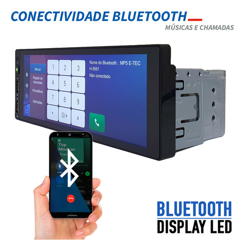 Kit Central Multimídia 1 Din + Câmera Ré Ecosport 2011 Touch