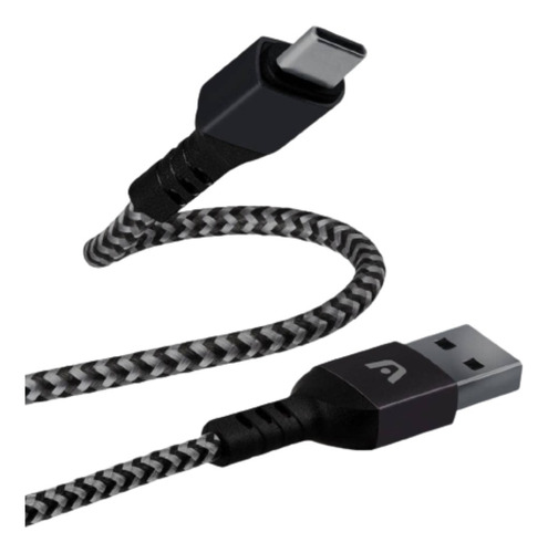 Cable De C A Usb  Argom Tech Trenzado Negro