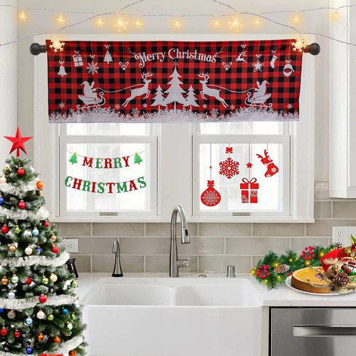 Keepcute Cenefa Cocina Para Ventana Bolsillo Barra Navidad X