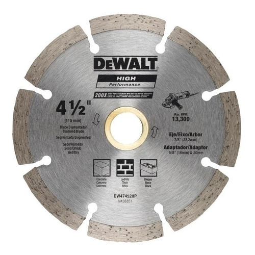 Disco Diamantado  4-1/2  Segmentado Dewalt Dw47452hp