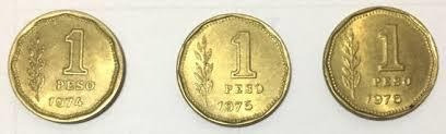 3 Monedas De 1 Peso Década Del 70