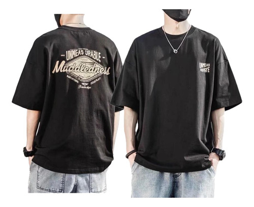 Oversize Hip-hop Estampado Manga Corta Hombre Camiseta