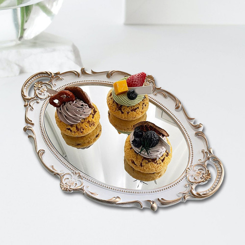 X Bandeja Decorativa Con Espejo, Organizador De 39cmx24cm